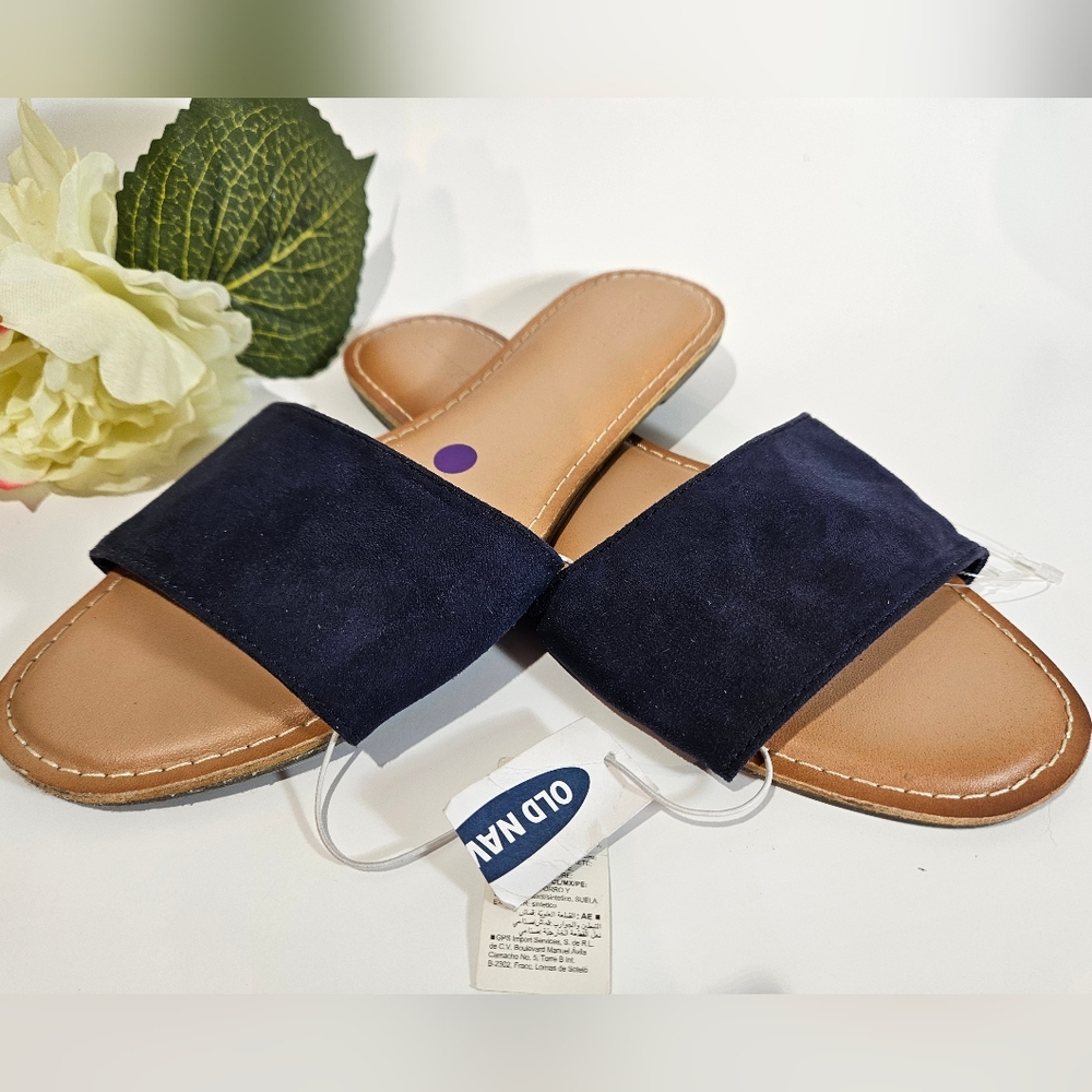 Old Navy Navy Blue Suede Slide Sandals